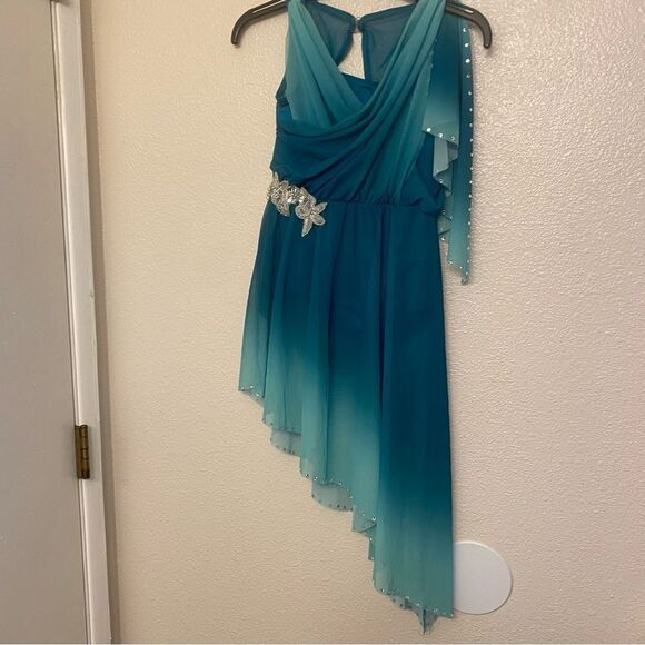 WEISSMAN solo Dance costume lyrical teal rhinestone Love In The Dark 14888 MC - Picture 2 of 14